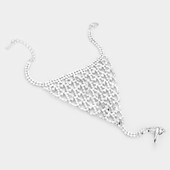 🆕 Marquise Stone Accented Hand Chain Evening Bracelet - Picture 2 of 2